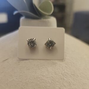 Classic Silver Clear Crystal Stud Earrings - Women Jewelry